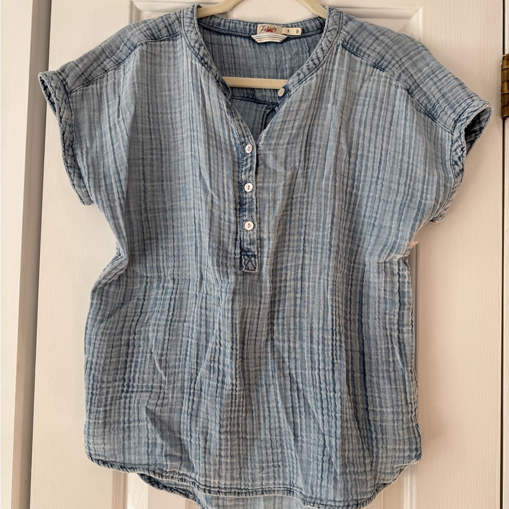 Faherty Dream Cotton Gauze Desmond Blouse Size Small